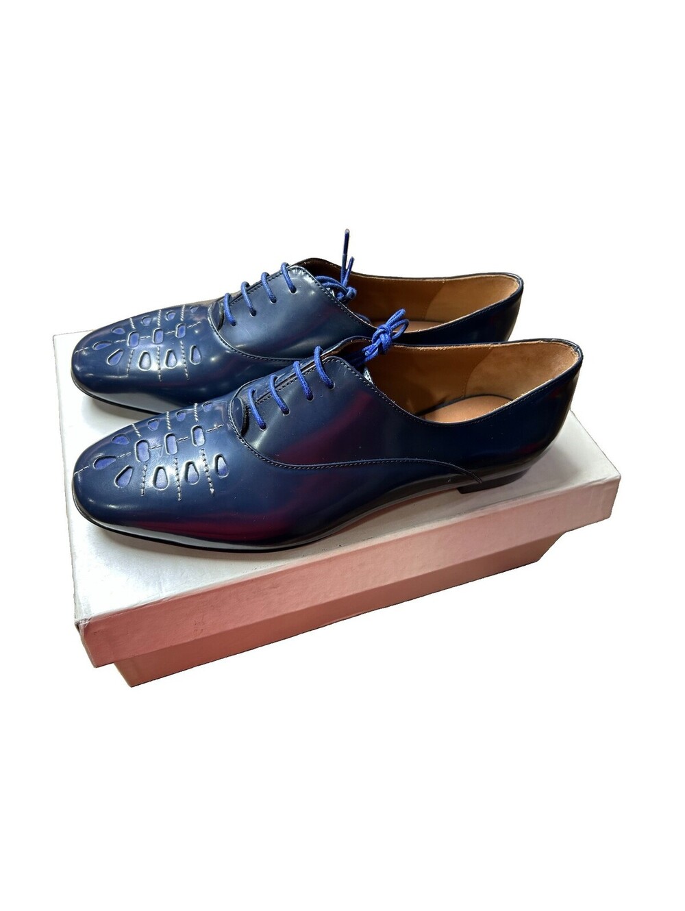 Emporio Armani Glicine Navy Leather Oxford Dress Shoes Womens US 6 | EU 36 Italy